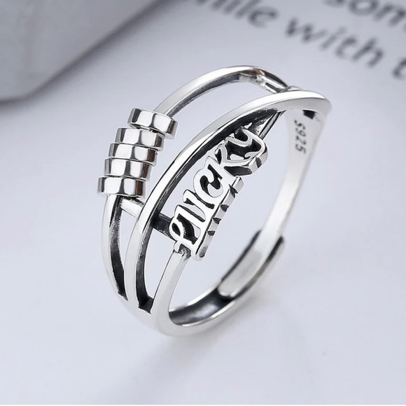 New Sterling Silver 925 lucky Anti Stress Womens Fidget Anxiety Ring - Picture 6 of 11